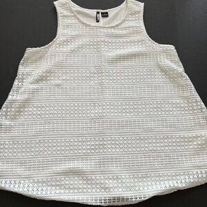 New Directions Woman White Lace Mixed Media Lined Sleeveless Top Size XL